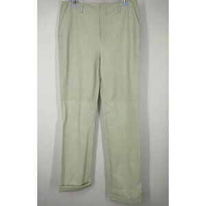 NWT J. Brand Collin Leather Straight Leg Pant in Cloud Leather Aero Green Mint 2